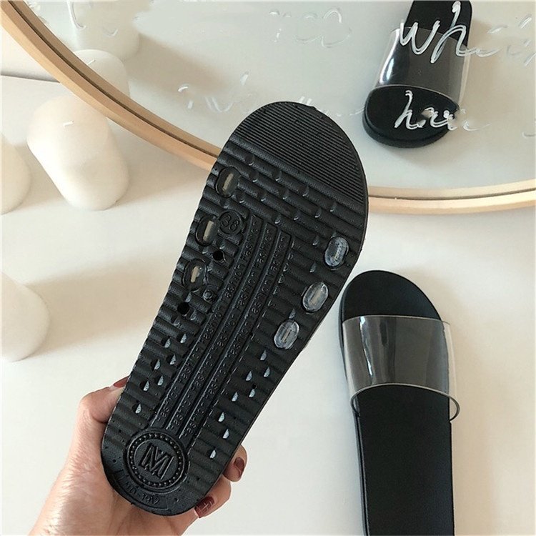 black Shoes Women Custom Sandal Slide Transparent Pvc Slippers