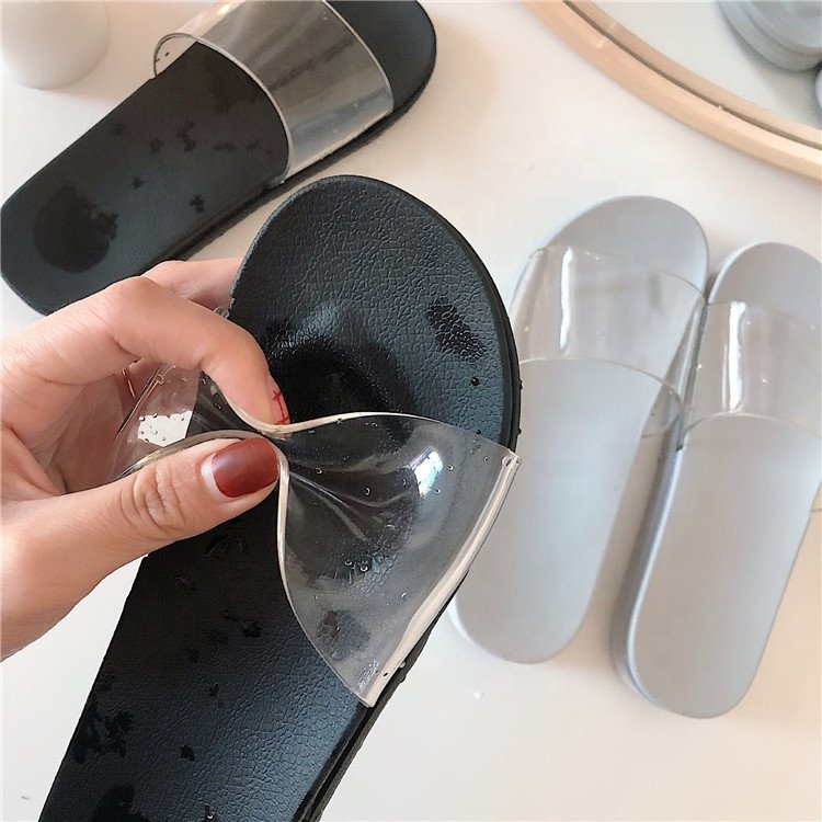black Shoes Women Custom Sandal Slide Transparent Pvc Slippers