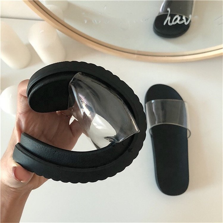 black Shoes Women Custom Sandal Slide Transparent Pvc Slippers