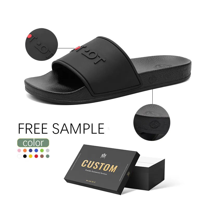 OEM Footwear sandals Slide custom relief logo 3d print slippers black luxury slides slipper for men light weight