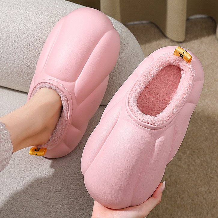 2024 Winter Fashion Home Women Men Eva Fur Slippers Custom Logo Halloween Pumpkin Cotton Sandals Shoes Unisex