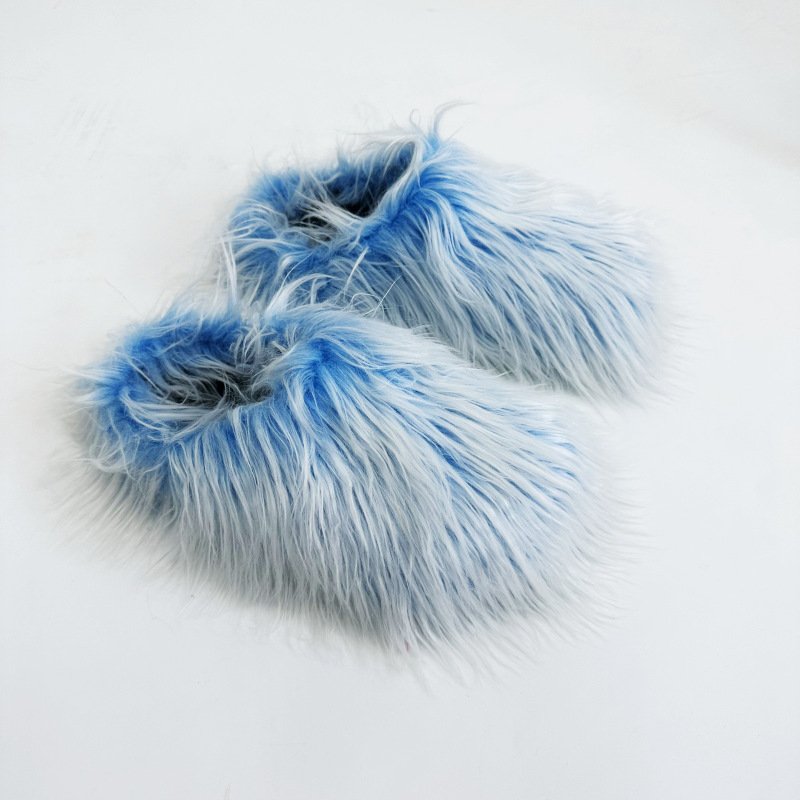 Hot Selling Winter New Ladies Genuine Plush Tassel Hair Shoes Flat Shoes Outdoor Women's Large Hair Slippers