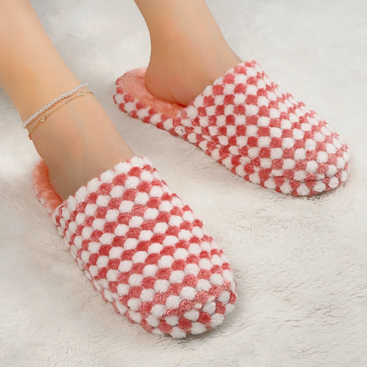 New Coming Classic Retro Style Womens Plush Slippers Indoor Silent Anti-slip Bedroom Plush Slides Slippers