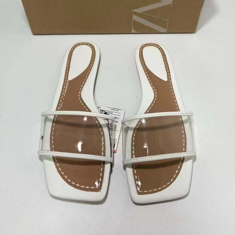 Large Size 42 Famous ZA Shoes 2024 Summer Designer Slides Slippers Open Toe Outdoor Casual Transparent Flat Beach Women's Shoes