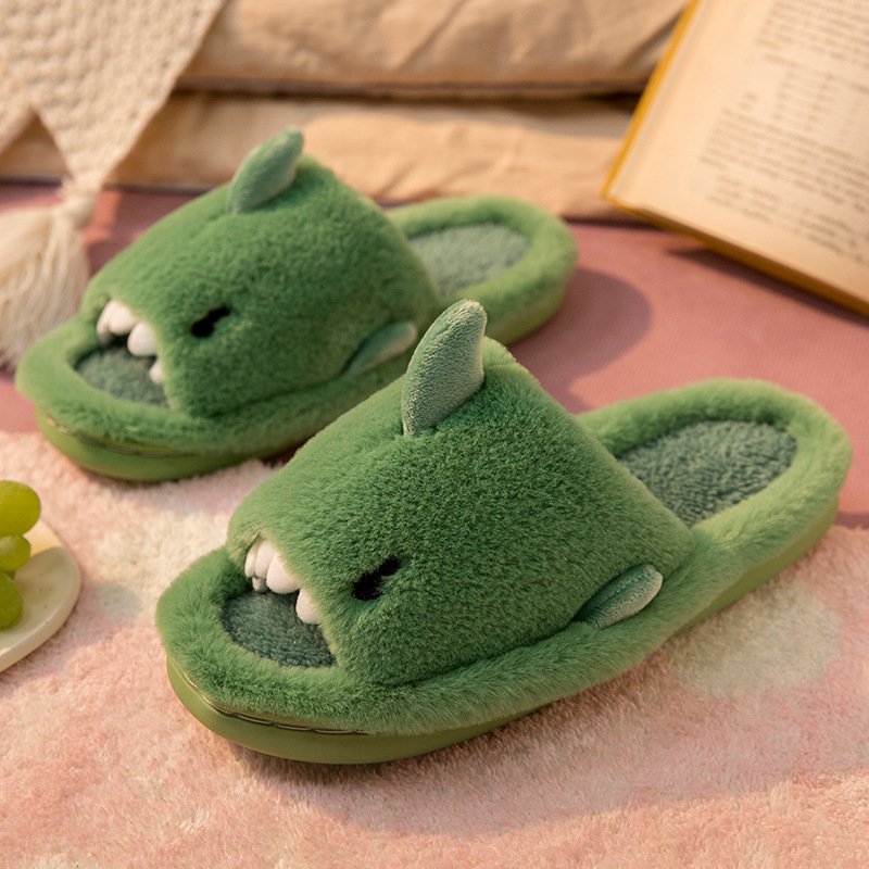 Slipper Manufacturers Winter Cartoon Shark Indoor Home Warm Anti-Slip Cotton Comfortable Slides Slippers For Women Men