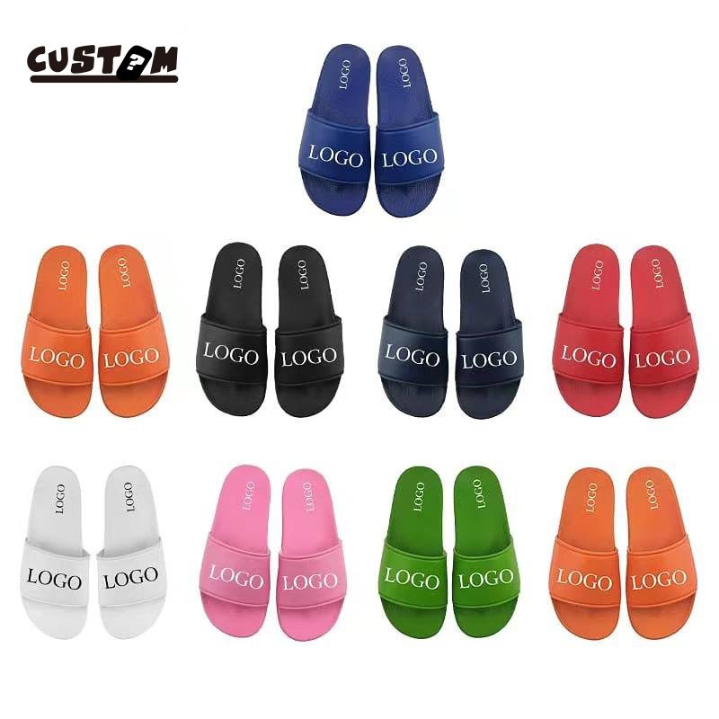 Hot sale PVC new flat slippers summer flat sandals men and women non-slip bathroom customized PVC slippers