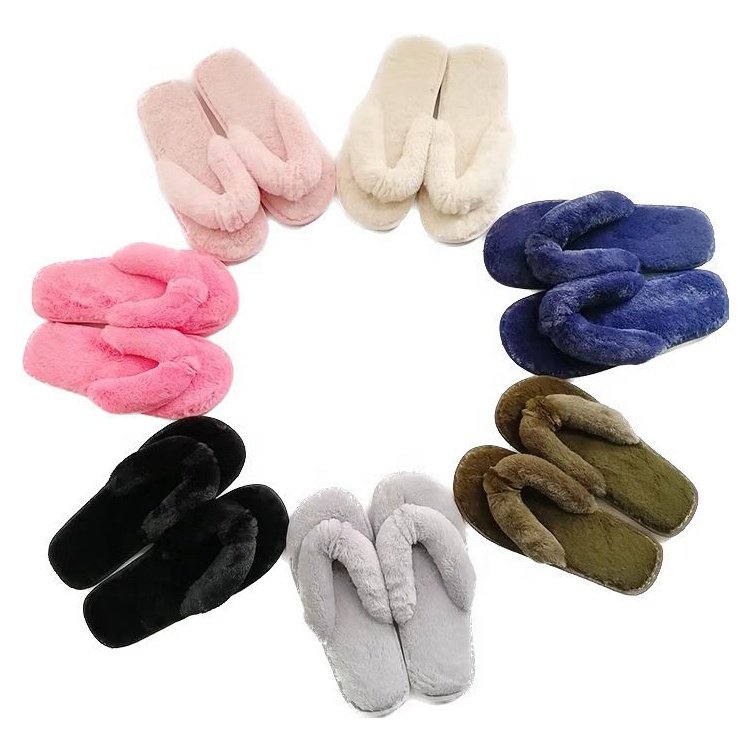 Ladies fashion Fur Flip flops Fluffy House Indoor Home women's designer Winter furry Slippers