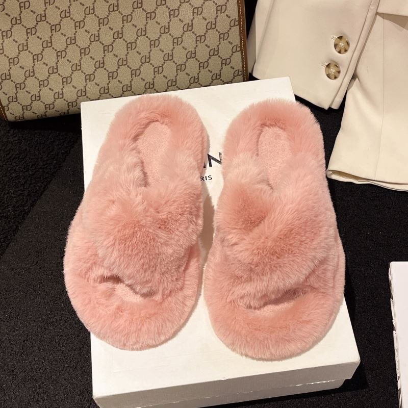 OEM Ladies Girl Decoration Warm Fluffy Furry Slippers Autumn & Winter Fuzzy Indoor Plush Slipper Fur Slides Slippers for Women