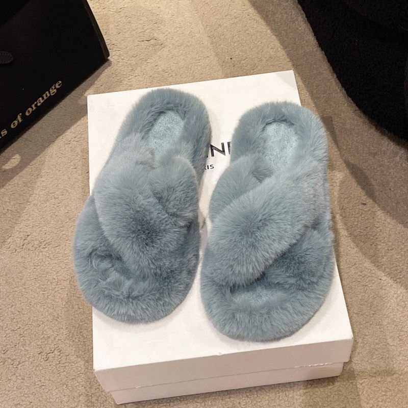 OEM Ladies Girl Decoration Warm Fluffy Furry Slippers Autumn & Winter Fuzzy Indoor Plush Slipper Fur Slides Slippers for Women