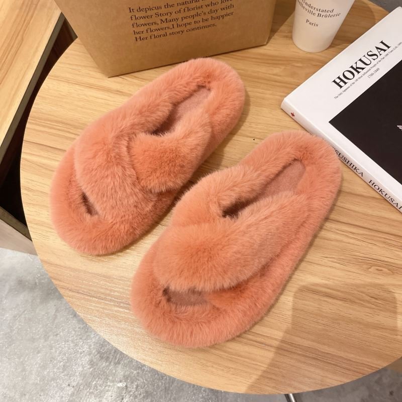 OEM Ladies Girl Decoration Warm Fluffy Furry Slippers Autumn & Winter Fuzzy Indoor Plush Slipper Fur Slides Slippers for Women