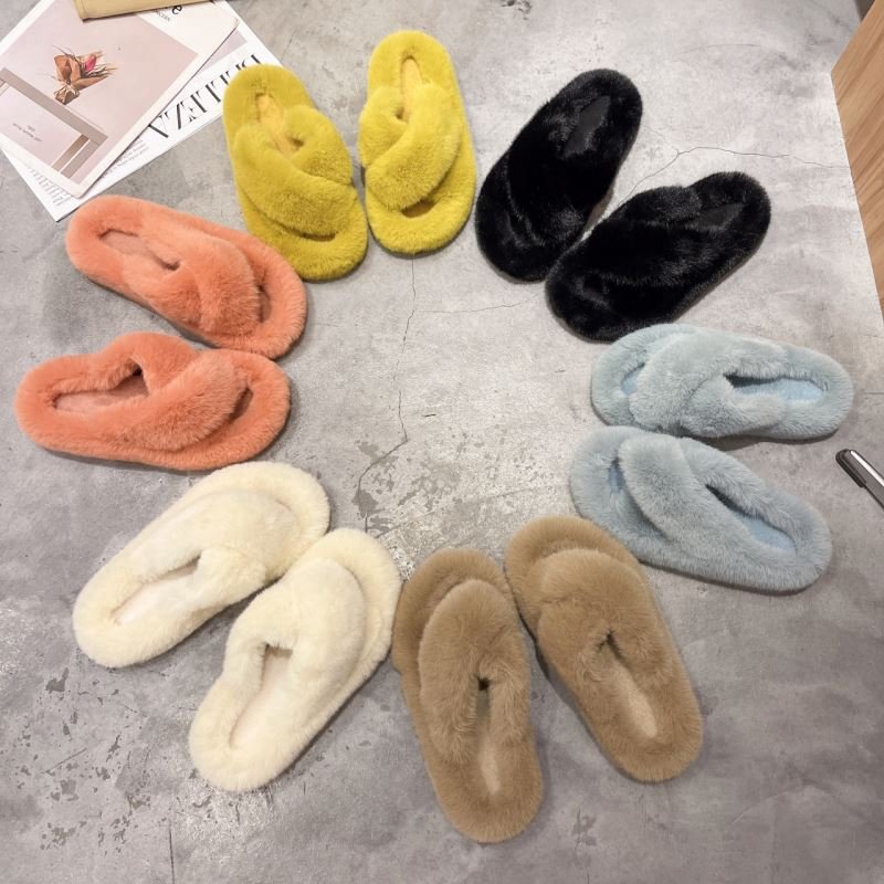 OEM Ladies Girl Decoration Warm Fluffy Furry Slippers Autumn & Winter Fuzzy Indoor Plush Slipper Fur Slides Slippers for Women