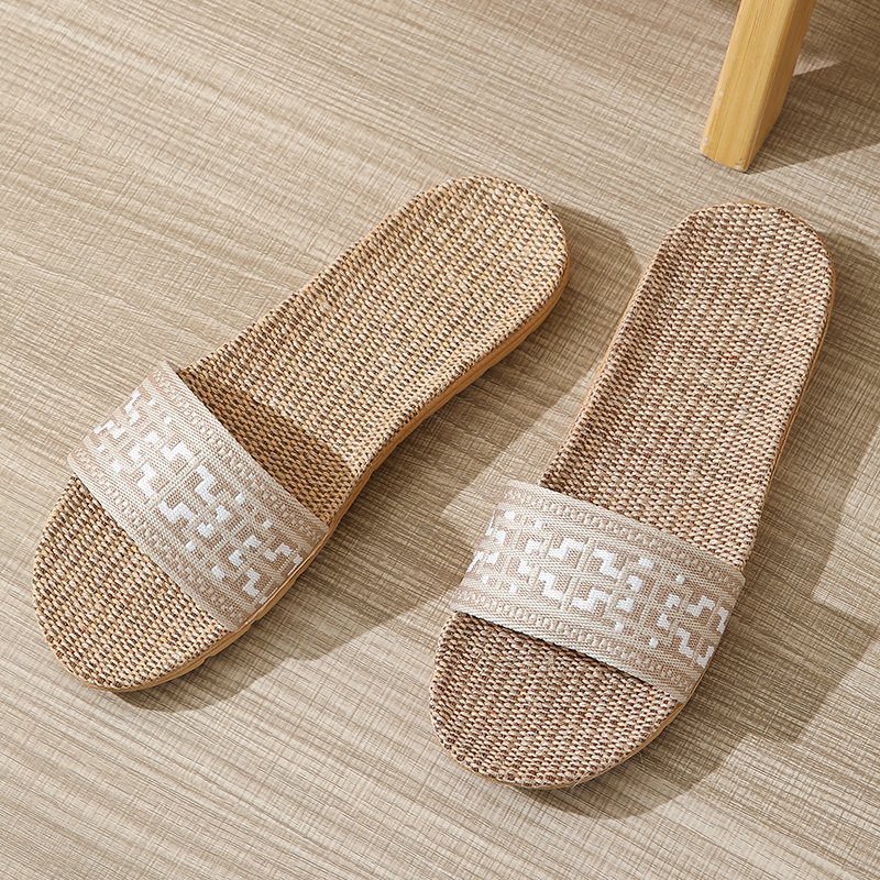 Soft and Breathable Flax Summer Slippers Shock Absorption Wholesale Linen Slides Slippers for Women