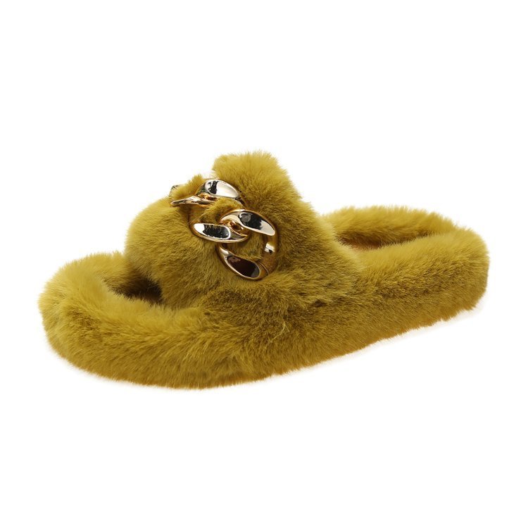 New Fashion Women Shoe 2024 Autumn and Winter Fashion Fur Daily Leisure Home Slippers Warm Flat Slides Slipper