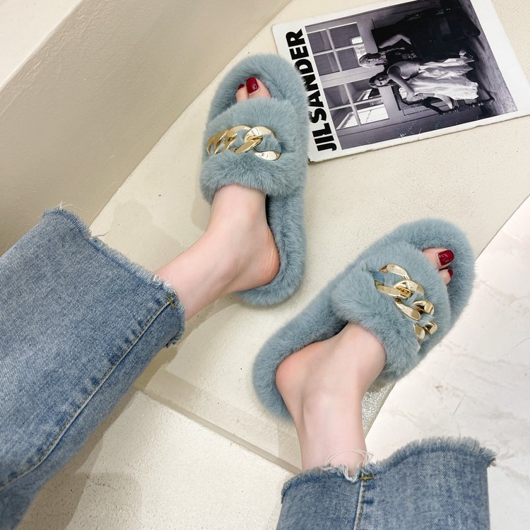 New Fashion Women Shoe 2024 Autumn and Winter Fashion Fur Daily Leisure Home Slippers Warm Flat Slides Slipper