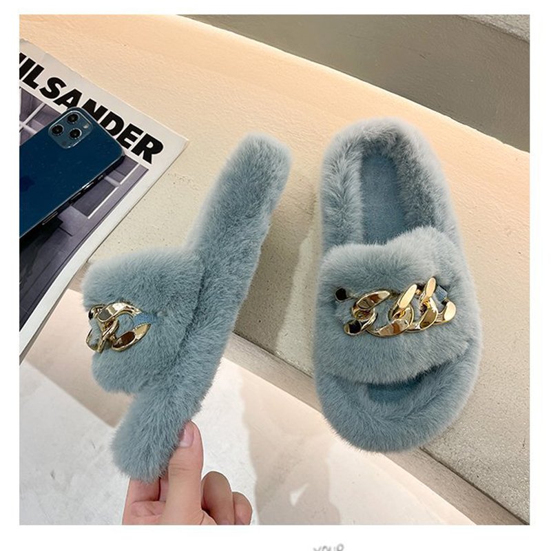 New Fashion Women Shoe 2024 Autumn and Winter Fashion Fur Daily Leisure Home Slippers Warm Flat Slides Slipper