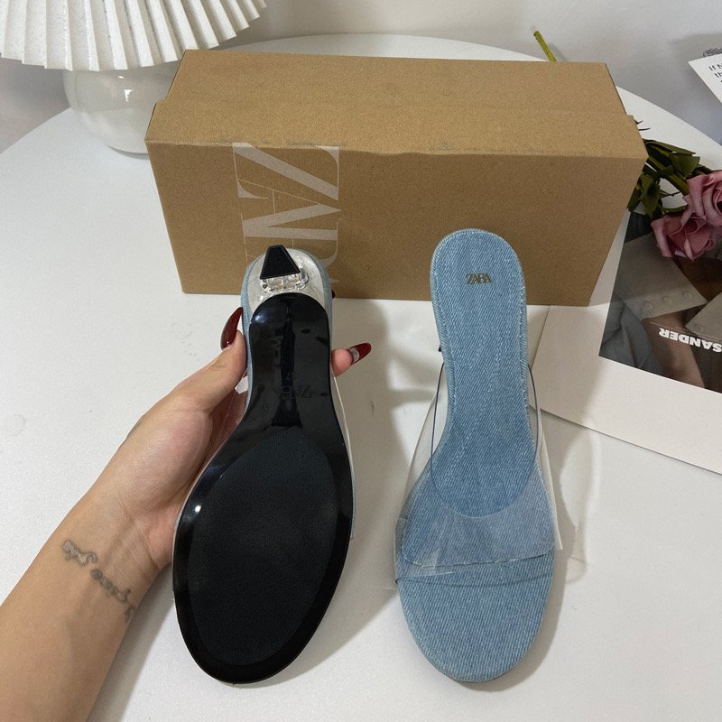 Summer new arrival fashion sexy transparent PVC stiletto high heels outdoor elegant plus size slippers sandals daily women pumps