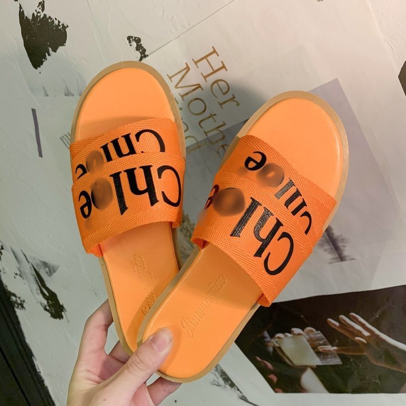 New Ladies Shoes Sandals Summer New Fashion Pvc Footwear Women Letter Slides Slippers Fashion Flat Shoes for Lady Wholesale