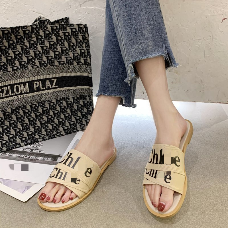 New Ladies Shoes Sandals Summer New Fashion Pvc Footwear Women Letter Slides Slippers Fashion Flat Shoes for Lady Wholesale