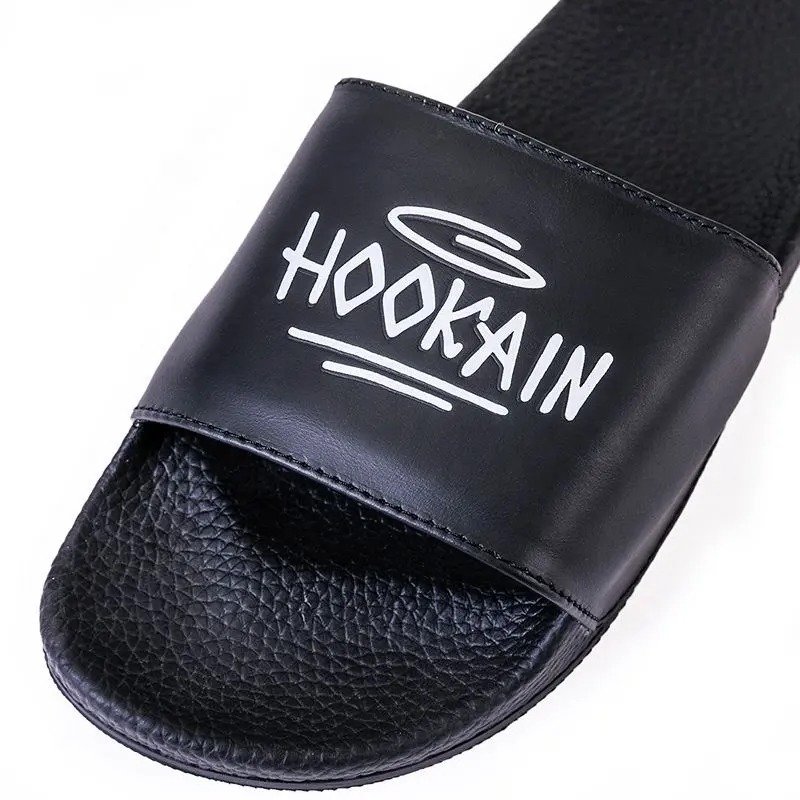 Men's Custom Logo Leather Slippers Transparent Straps Light Weight Massage Evergreen Design Home Use Fashion Customizable Logo