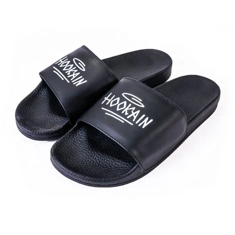 Men's Custom Logo Leather Slippers Transparent Straps Light Weight Massage Evergreen Design Home Use Fashion Customizable Logo