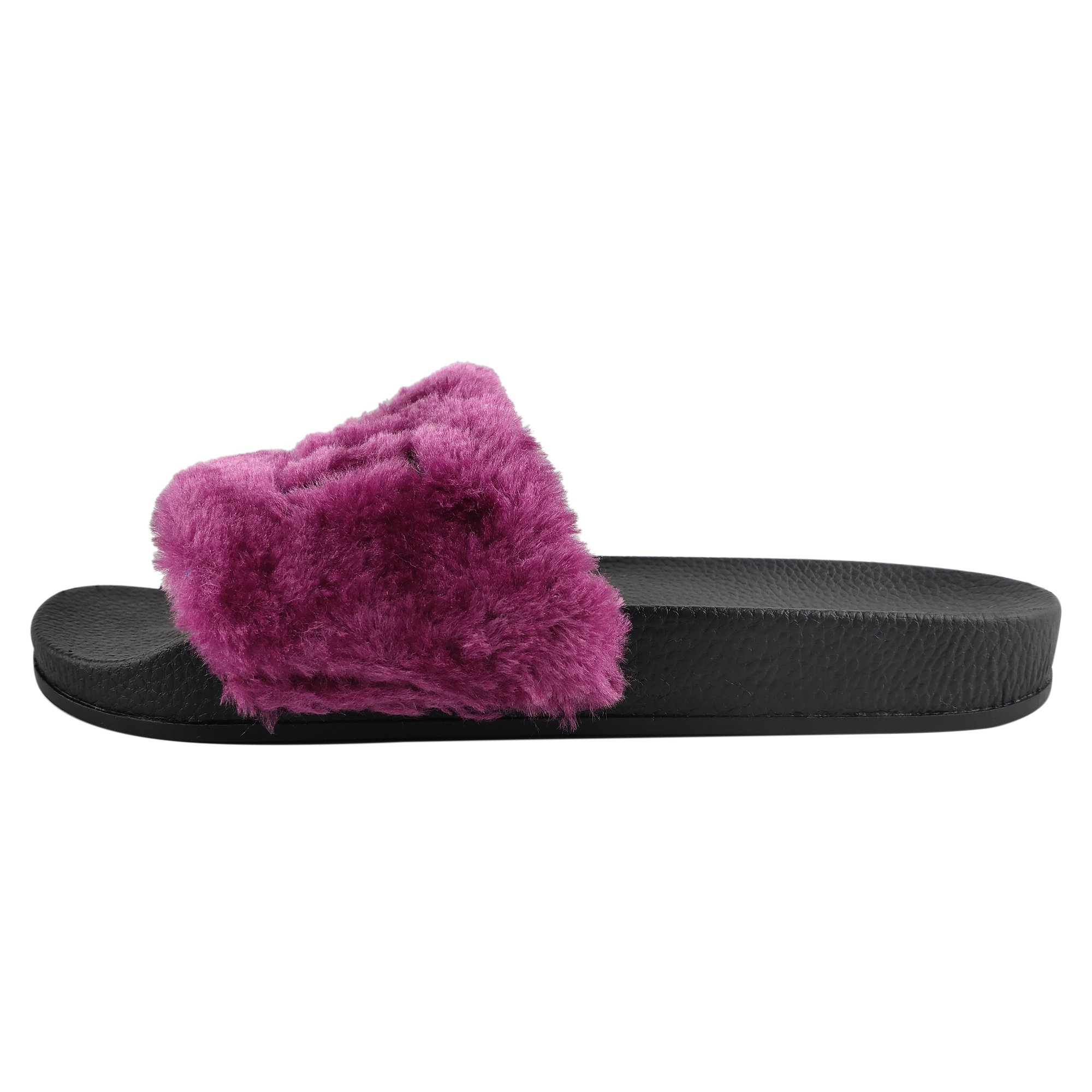 Greatshoe top quality breathable girl's plush faux furry slide slipper fur ladies furry sandal slides for women