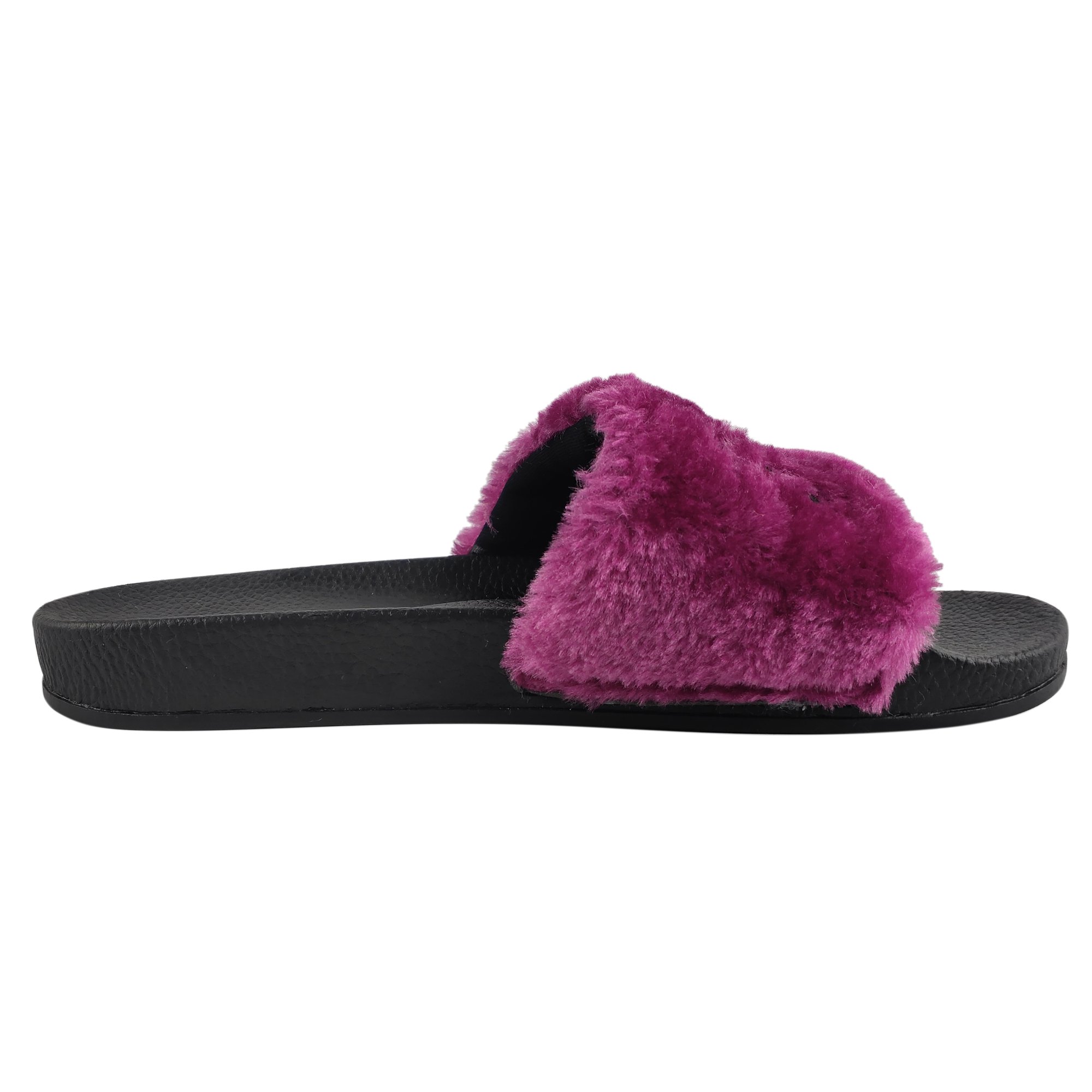 Greatshoe top quality breathable girl's plush faux furry slide slipper fur ladies furry sandal slides for women