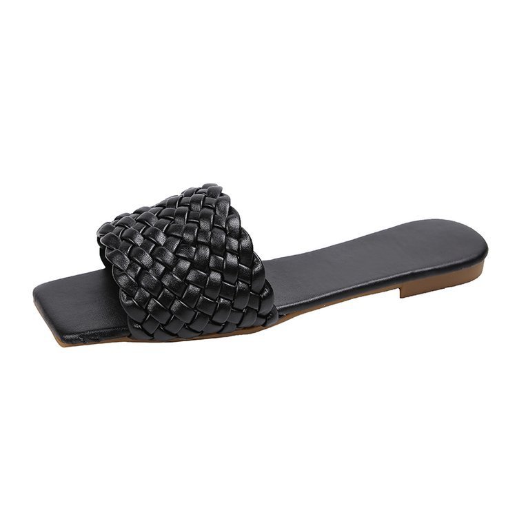 Customized Waterproof Diamond Weave Flat Heel Ladies Slippers Summer Shoes Flat Flip-Flops Slippers Women
