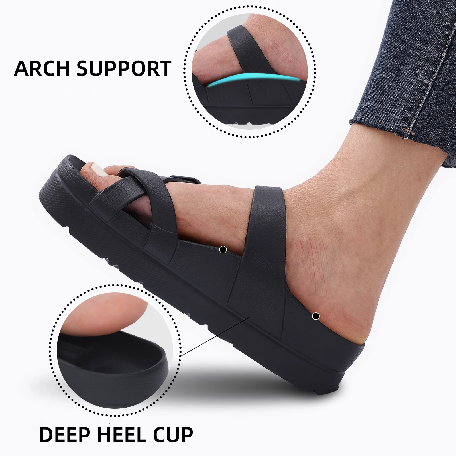 2024EVA Customised Summer Beach Flat Sandals High Quality Designer Luxury Anti-Slip Breathable Slippers Heightened