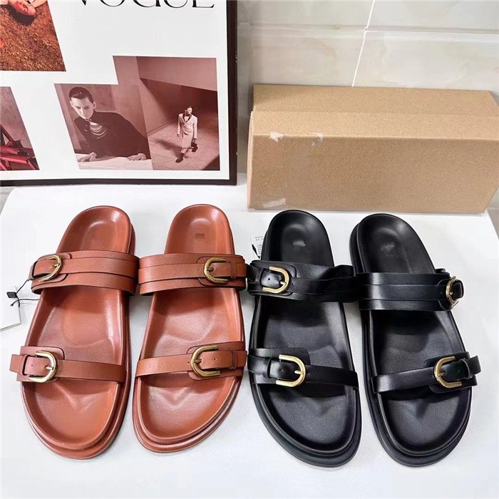pantoufles pour femmes ZA New Thick Bottom Women's Shoes One Strap Buckle Metal Open Toe Fashion Sandals Slippers