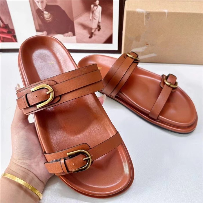 pantoufles pour femmes ZA New Thick Bottom Women's Shoes One Strap Buckle Metal Open Toe Fashion Sandals Slippers