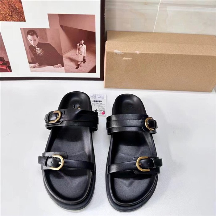 pantoufles pour femmes ZA New Thick Bottom Women's Shoes One Strap Buckle Metal Open Toe Fashion Sandals Slippers