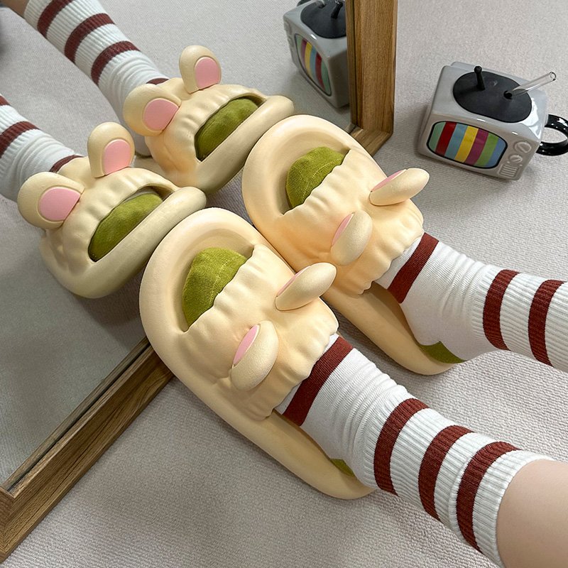 Soft Cute Ears Slides Slippers Thick Sole Flip Flops Women's Shoes Comfortable Men's Shoes Non-slip Cushioned Slippers