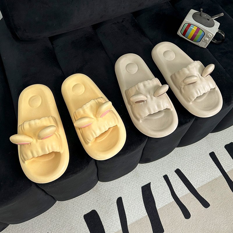 Soft Cute Ears Slides Slippers Thick Sole Flip Flops Women's Shoes Comfortable Men's Shoes Non-slip Cushioned Slippers