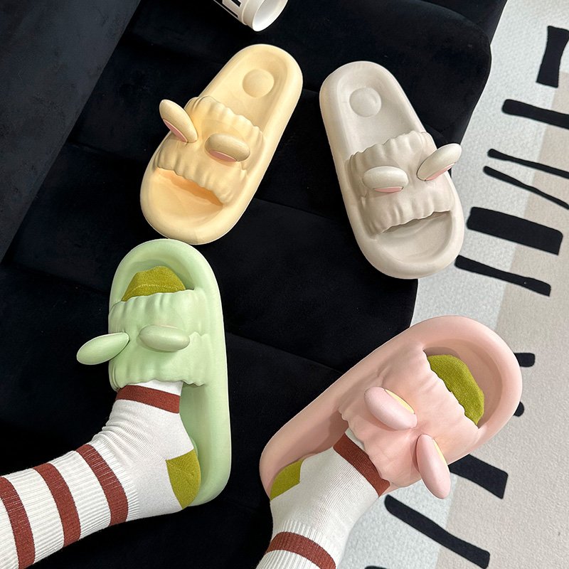 Soft Cute Ears Slides Slippers Thick Sole Flip Flops Women's Shoes Comfortable Men's Shoes Non-slip Cushioned Slippers