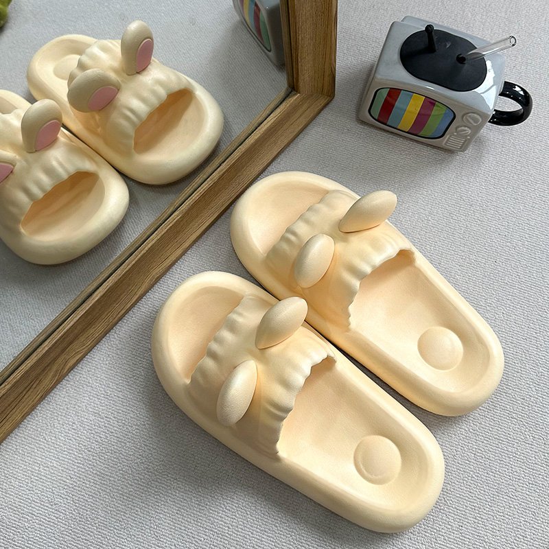 Soft Cute Ears Slides Slippers Thick Sole Flip Flops Women's Shoes Comfortable Men's Shoes Non-slip Cushioned Slippers