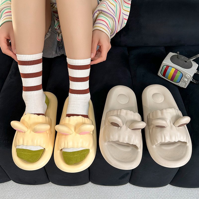 Soft Cute Ears Slides Slippers Thick Sole Flip Flops Women's Shoes Comfortable Men's Shoes Non-slip Cushioned Slippers