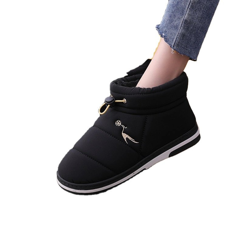 Syntheticshoes Boots Down Upper Drawstring Design Outside Wearing Waterproof Ladies Male Leather Faux Fur Customization Round
