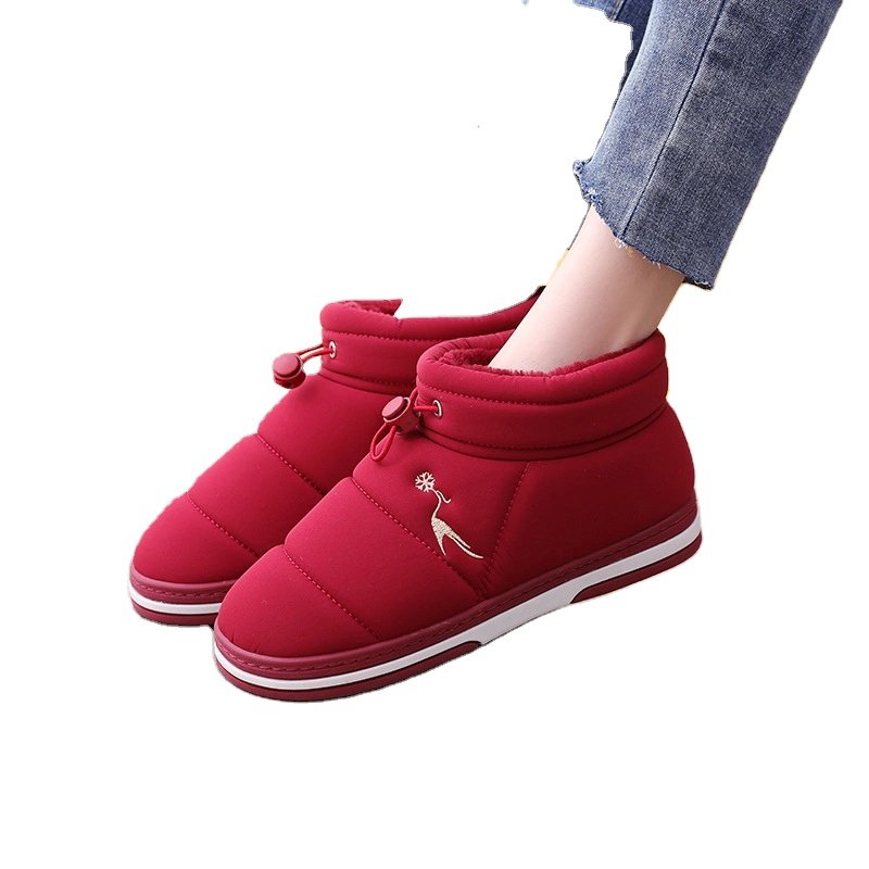 Syntheticshoes Boots Down Upper Drawstring Design Outside Wearing Waterproof Ladies Male Leather Faux Fur Customization Round