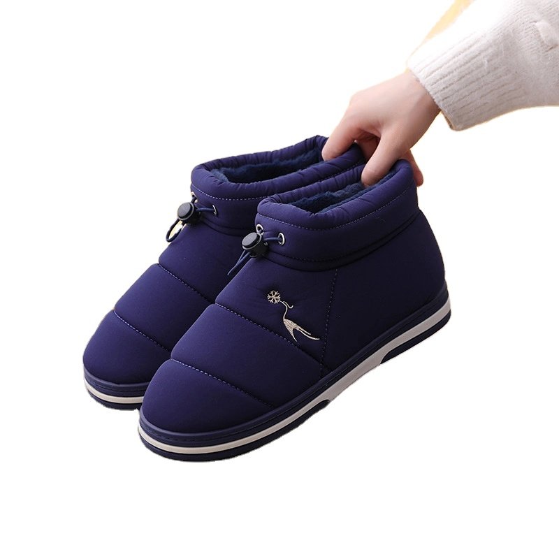 Syntheticshoes Boots Down Upper Drawstring Design Outside Wearing Waterproof Ladies Male Leather Faux Fur Customization Round