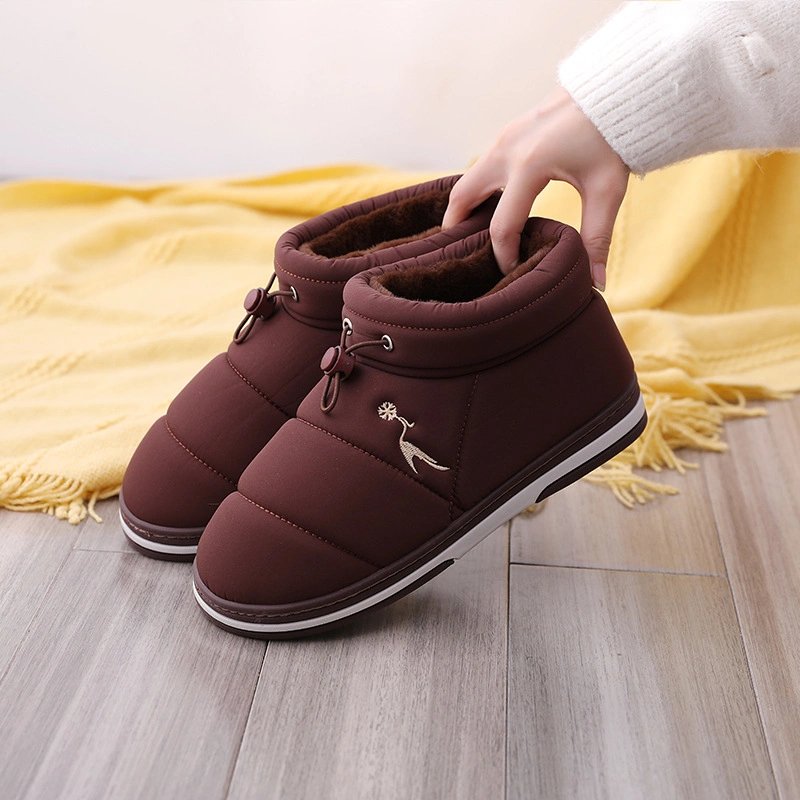 Syntheticshoes Boots Down Upper Drawstring Design Outside Wearing Waterproof Ladies Male Leather Faux Fur Customization Round