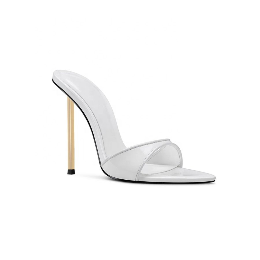 4.5-inch heel 2024 spring and summer vegan leather lady high heel shoes women slipper sandals