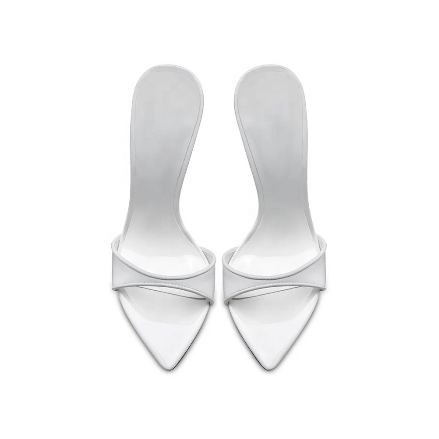 4.5-inch heel 2024 spring and summer vegan leather lady high heel shoes women slipper sandals