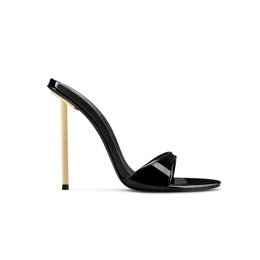 4.5-inch heel 2024 spring and summer vegan leather lady high heel shoes women slipper sandals
