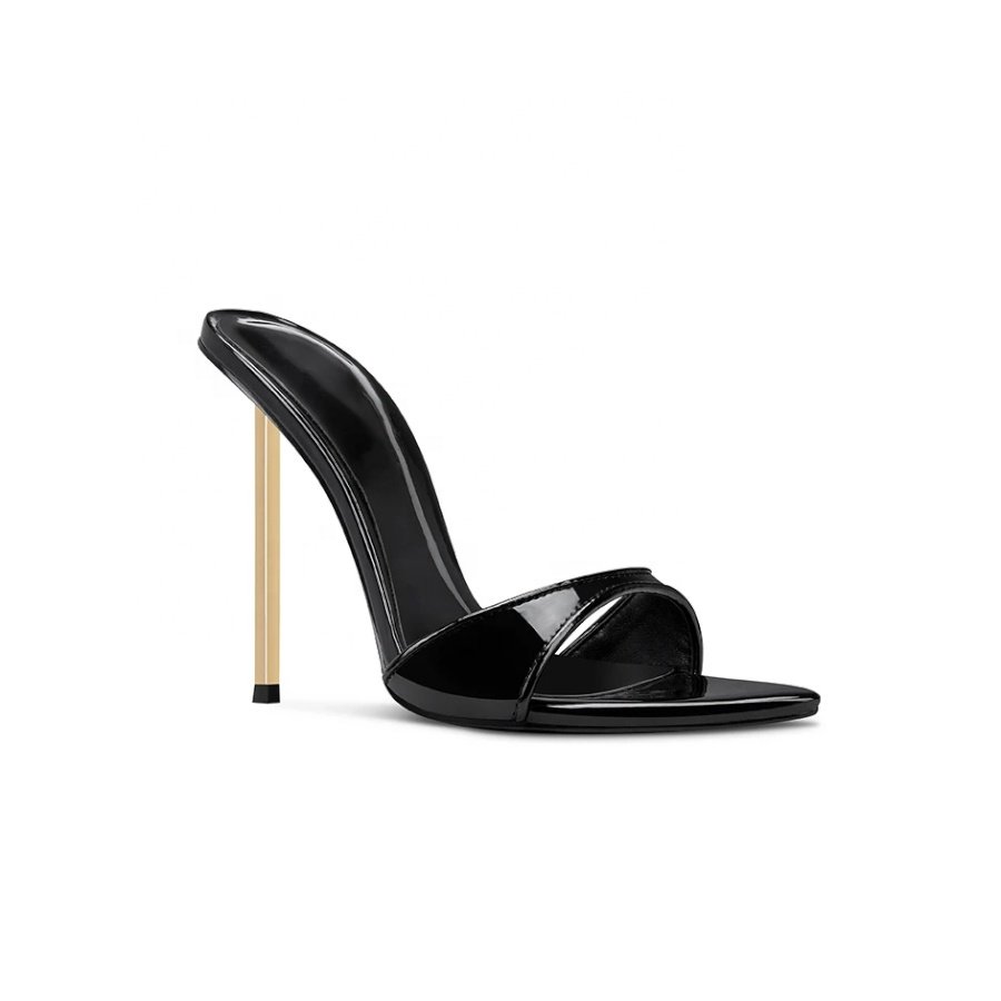 4.5-inch heel 2024 spring and summer vegan leather lady high heel shoes women slipper sandals