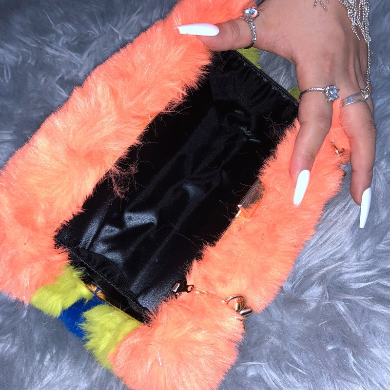 2021 Ladies Handbags with Sandal Set for Women Platform Sandals Matching Bags Set Furry Slippers and Purse Set
