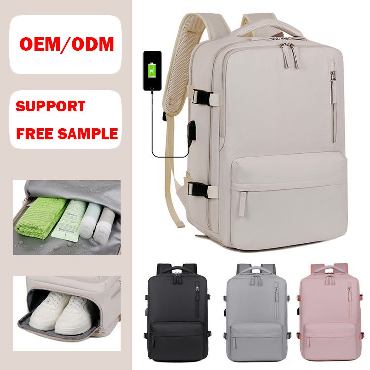 Boarding Large Capacity USB Waterproof Dry Wet Separation Travel Business Trip Carry-on Laptop Backpack with Shoe Compartment