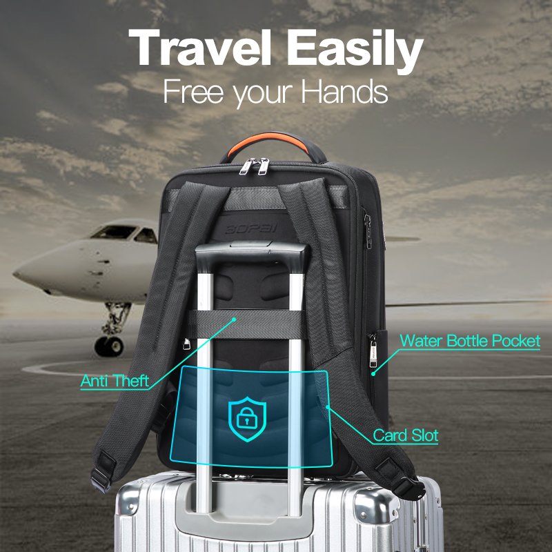Bopai BSCI Expandable Usb Charging Computer Office Men Anti Theft Bags Multifunction 15.6 Inch laptop Travel Business backpack