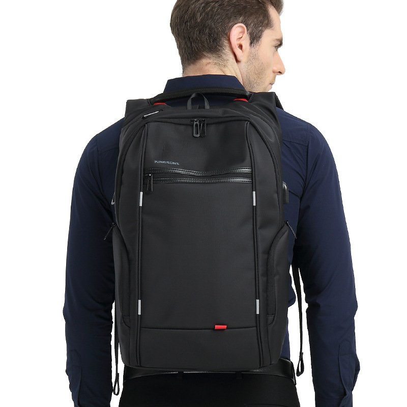 Oem custom kaka luxury man women usb anti theft computer pu genuine leather laptop backpack bags for men