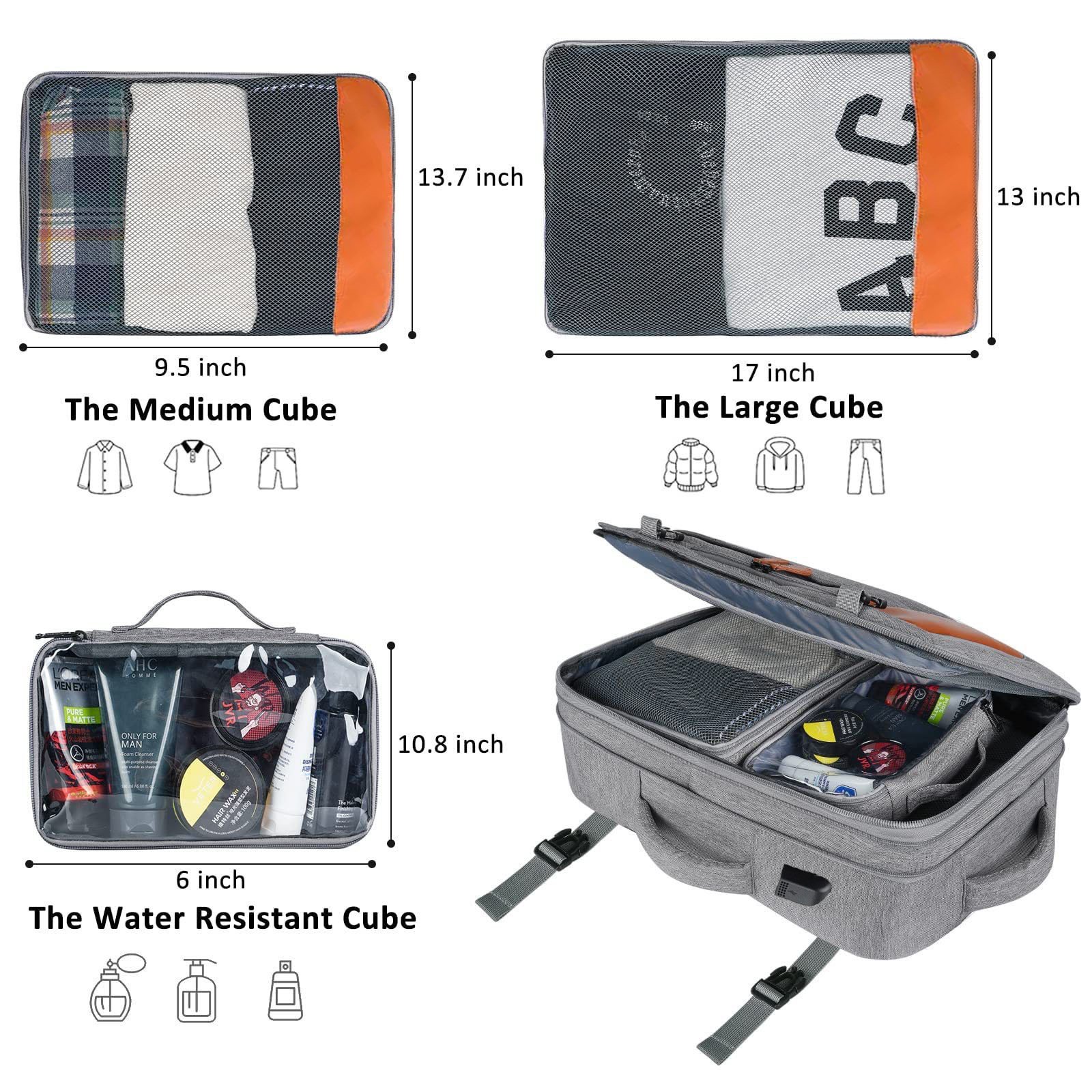 Factory Outlet 40L High Quality Waterproof Expandable Large 5 Pcs Set Travel Gym Hiking Travel Backpack Laptop Backpacks
