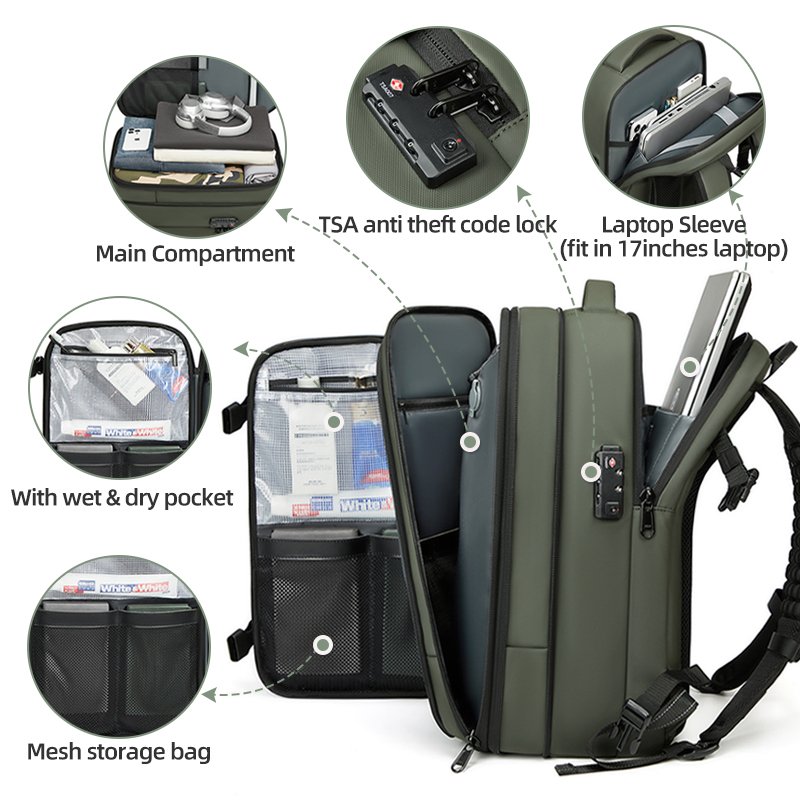 New Airbag Backpack Men's Large Capacity Mochilas Laptop Backpack with USB Oxford Waterproof Mens Backpack for Traveling